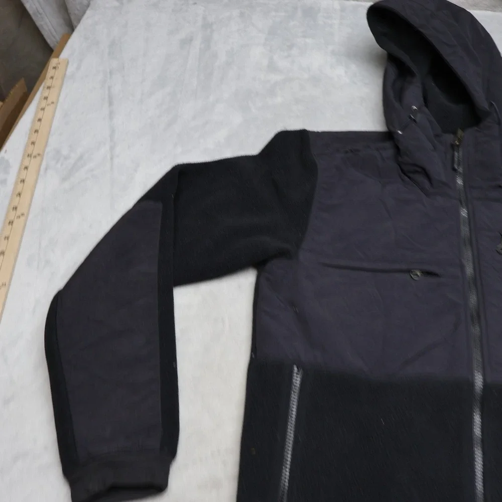 North Face Jacket Mens Small Black Denali Fleece Full Zip Hooded Outdoor Hiking